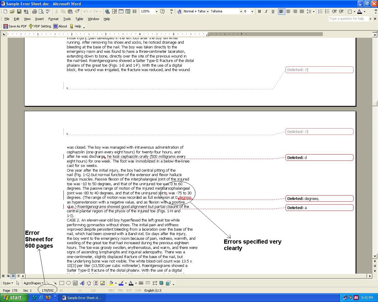 error sheet