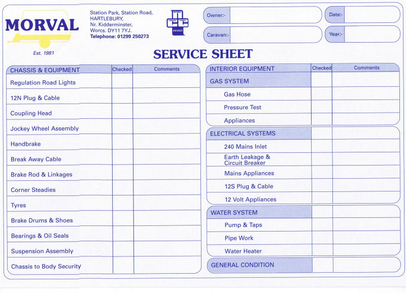 service sheet