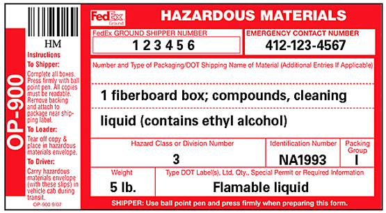 hazardous material table