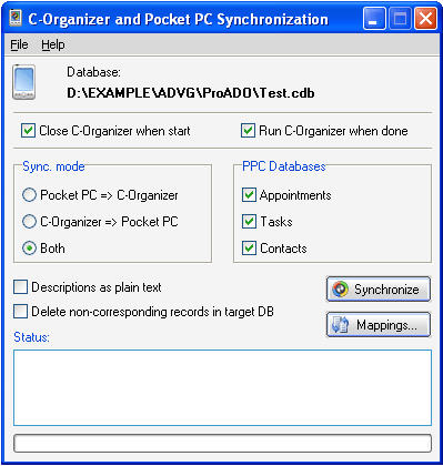 pocket pc synch