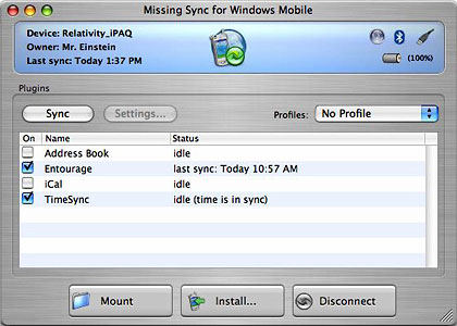 pocket pc synch