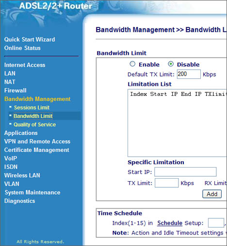 bandwith controller router